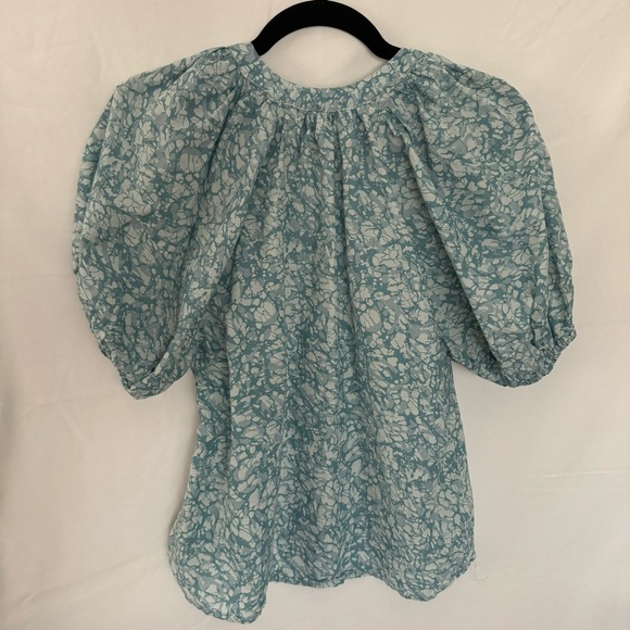 House Of Harlow 1960 Martine Seafoam Print Puff Balloon Shirt Sleeve Size M - Picture 3 of 11
